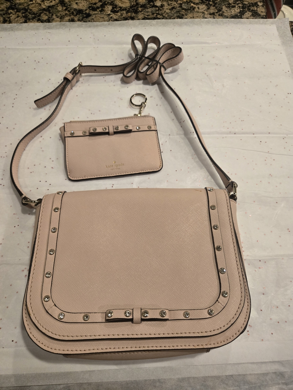 kate spade New York Blush Studded Crossbody Bag with Cardholder